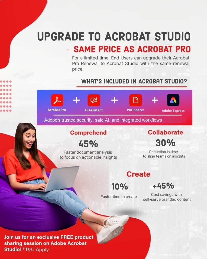 Upgrade to Adobe Acrobat Studio - same price as Acrobat Pro renewal offer
